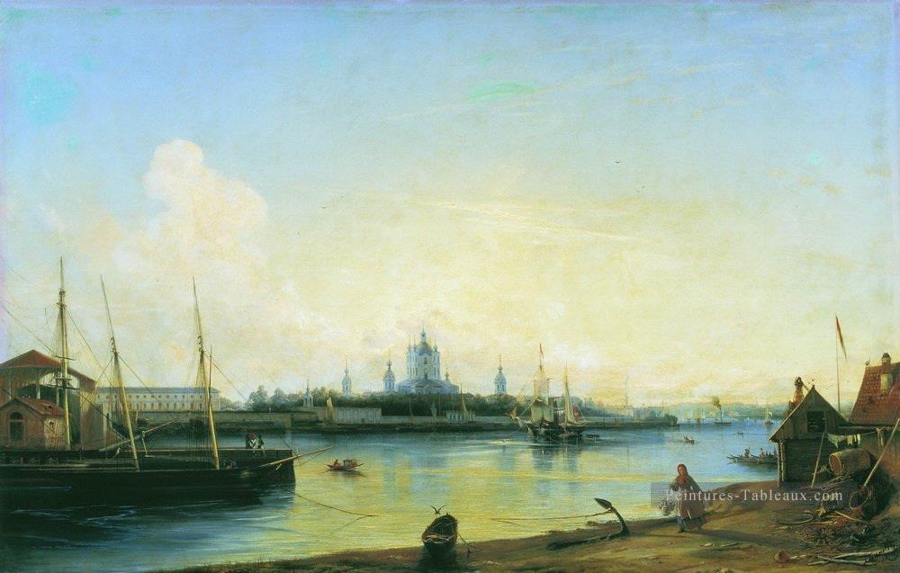 smolny comme vu de bolshaya okhta 1851 Alexey Bogolyubov scènes de la ville de paysage urbain Peintures à l'huile